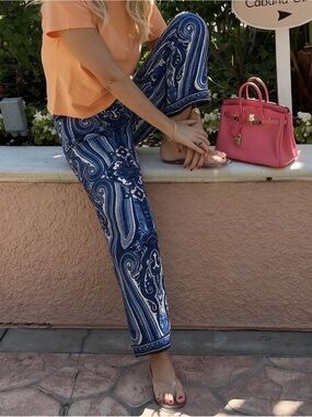 Andrea Jovine Blue and White Patterned Apparel